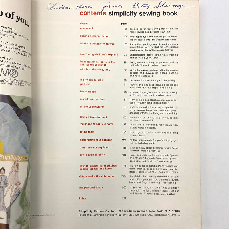 Simplicity Sewing Book 1969 | Book