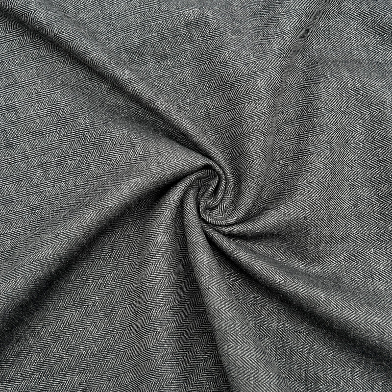 Herringbone Black | Hemptex Herringbone | Hemp Cotton Blend