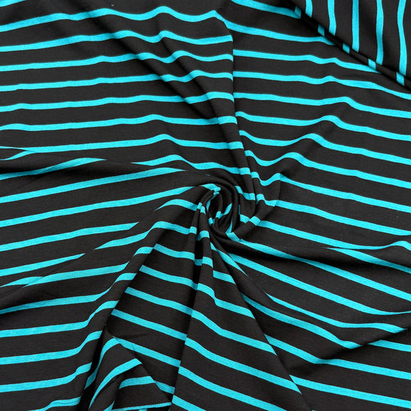 Aqua Stripe | Rayon Stretch Jersey