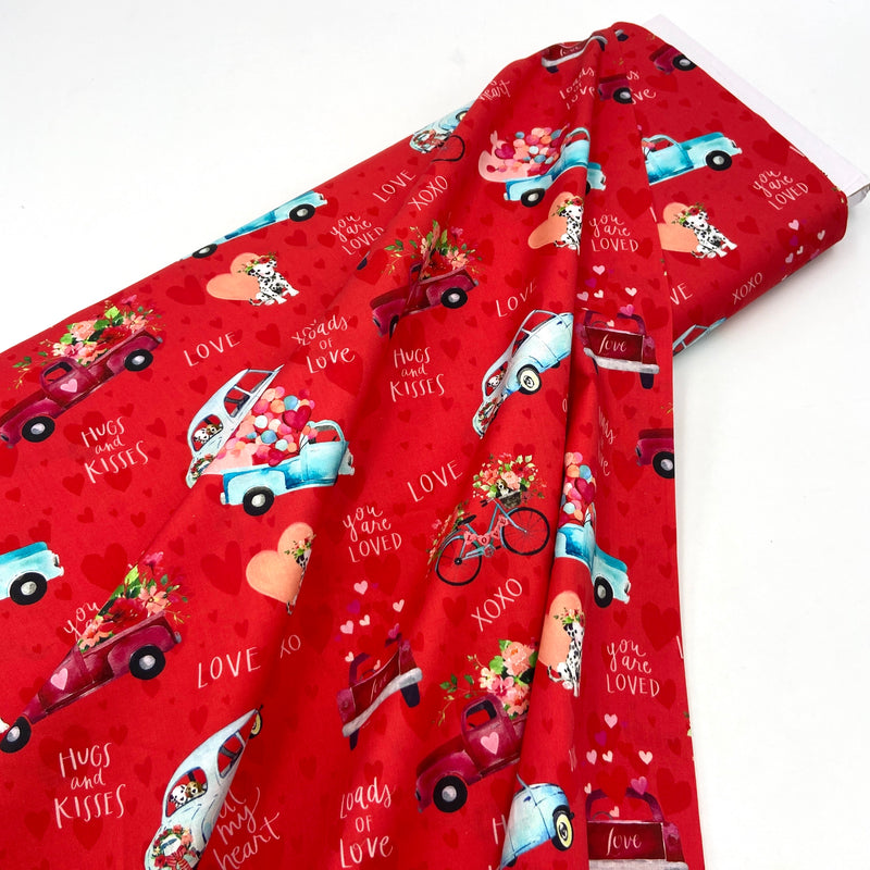 Flower Truck Red | XOXO | Quilting Cotton