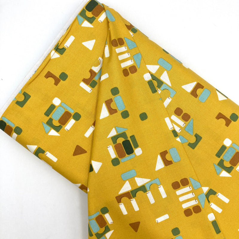 Wooden Blocks Yellow | ABC XYZ | Quilting Cotton