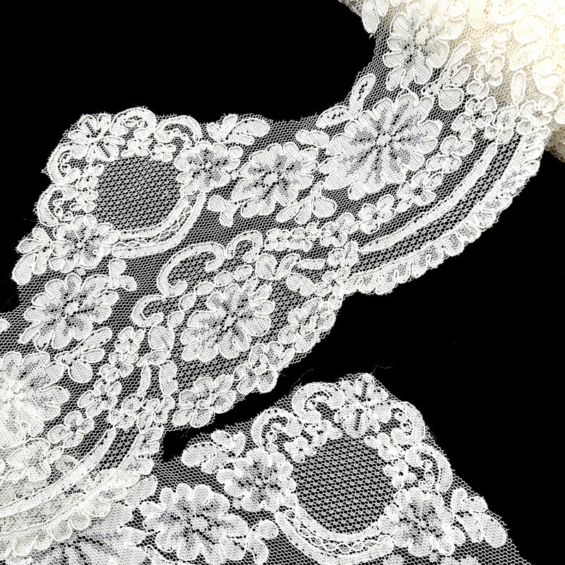 Carriage Ride | 9" Embroidered Mesh Corded Lace | Off-White