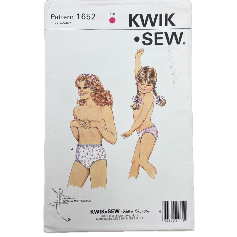 Kwik Sew 1652  | Kids' Panties | Size 4-7