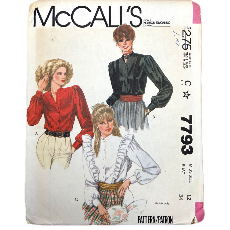 McCall's 7793 | Adult Blouse | Size 12