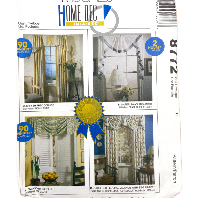 McCall's 8772 | Window Drapes and Swags