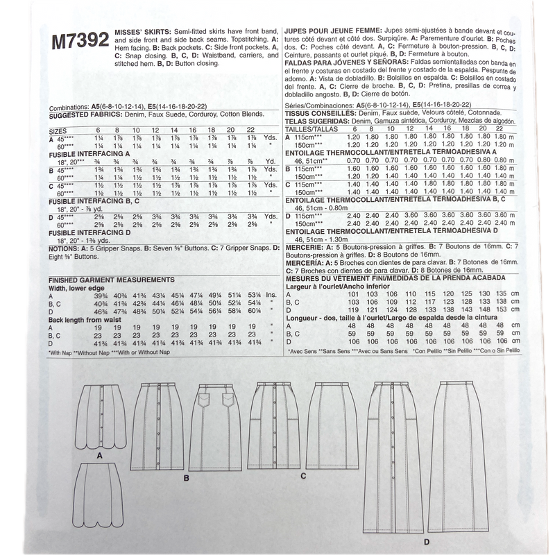 McCall's M7392 | Adult Skirts | Size 6-14