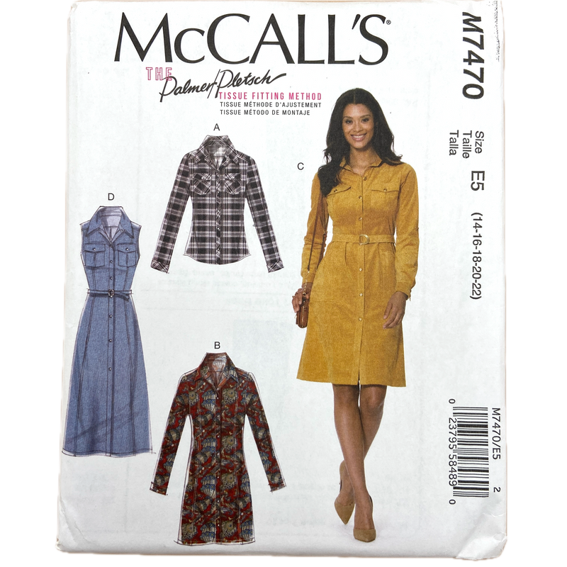 McCall's M7470 | Adult Shirt, Dresses and Belt | Size 6-14 or 14-22