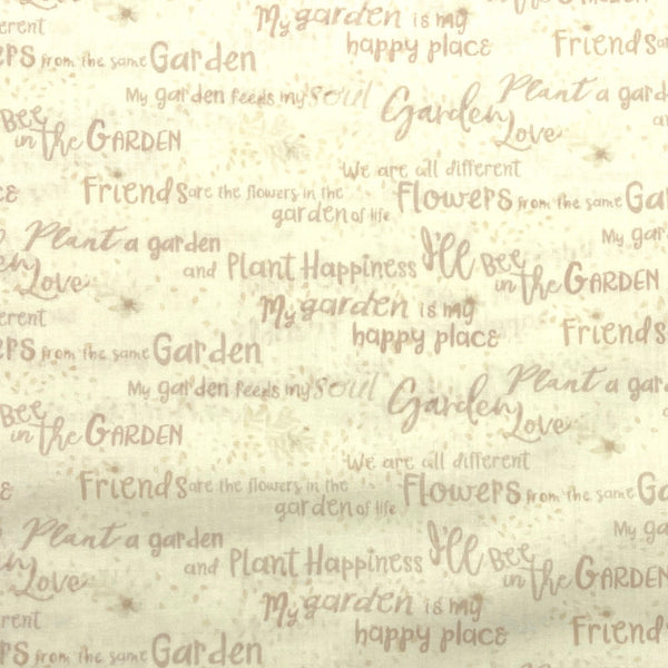 Garden Words Cream | Garden Notes | Quilting Cotton