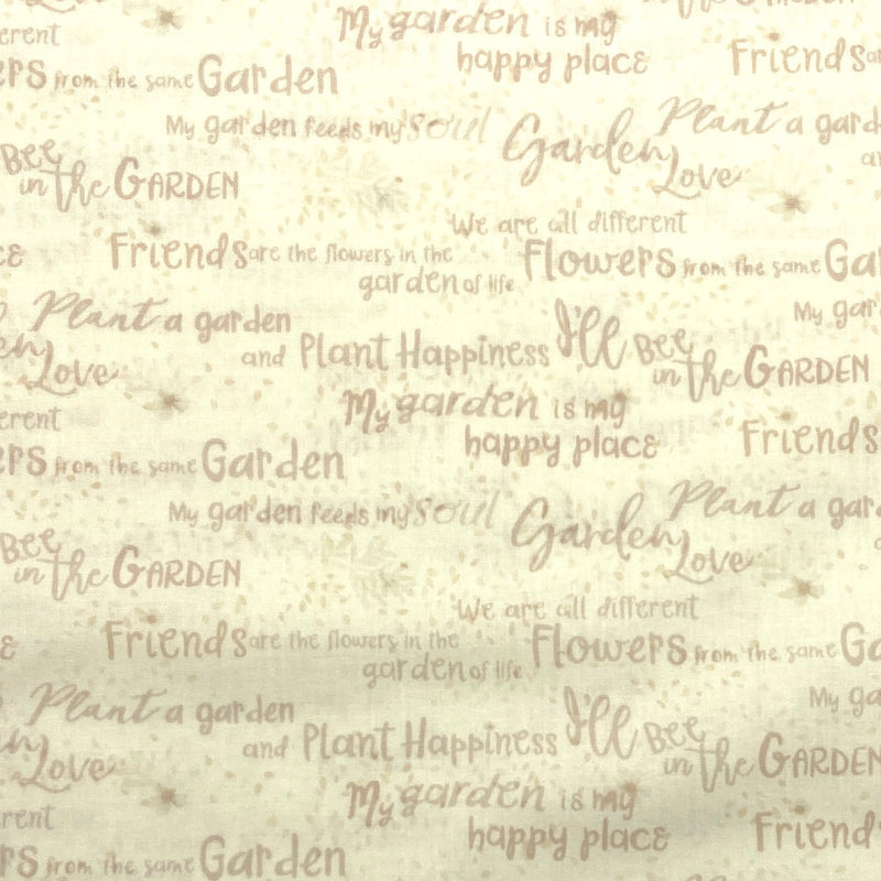 Garden Words Cream | Garden Notes | Quilting Cotton