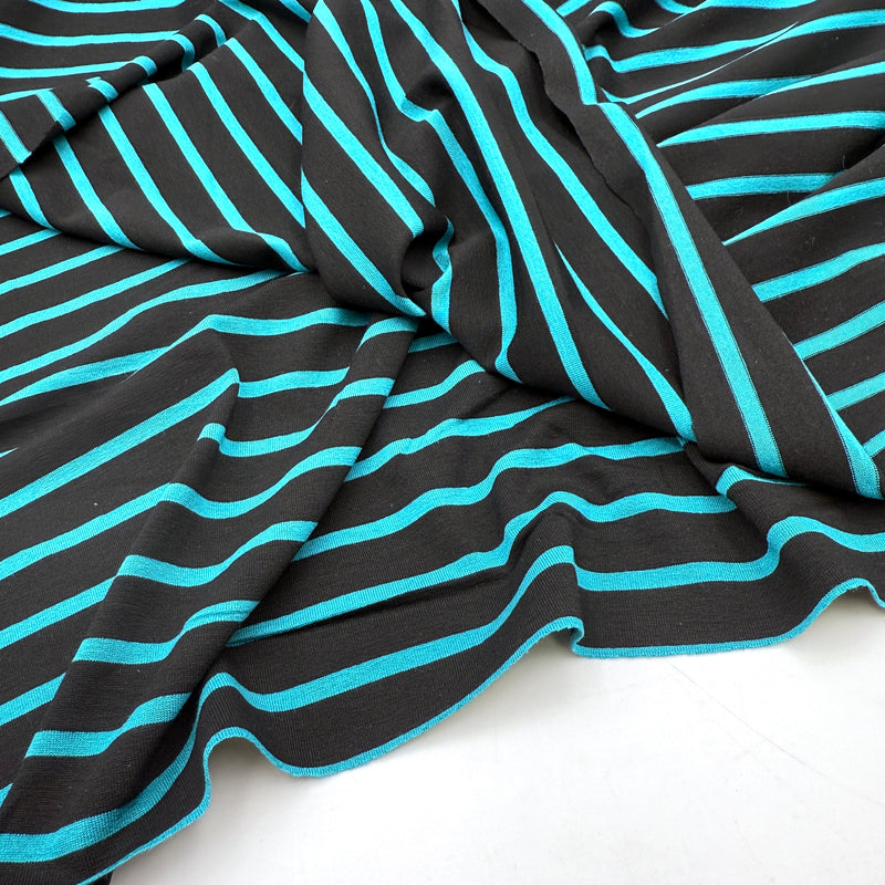 Aqua Stripe | Rayon Stretch Jersey