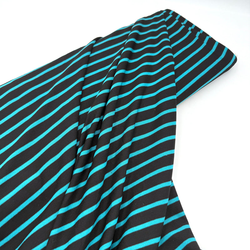 Aqua Stripe | Rayon Stretch Jersey